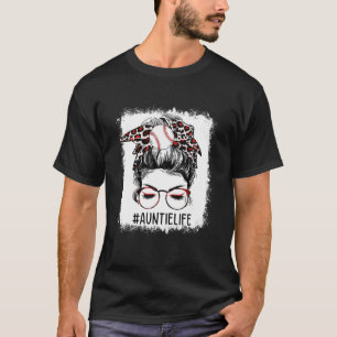 Beleuchtet Baseball Auntie Messy Bun Game Day Mutt T-Shirt