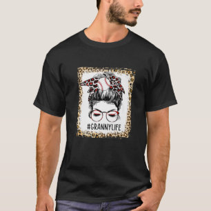 Beleuchtet Baseball Granny Messy Bun Game Day Mutt T-Shirt
