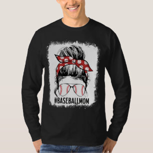 Beleuchtet Baseball Mama Messy Bun Game Day Vibes T-Shirt