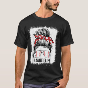 Beleuchtet Baseball Tante Messy Bun Game Day Vibes T-Shirt