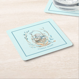 Beleuchtet in einem Osterkorb Happy Oaster Text Rechteckiger Pappuntersetzer