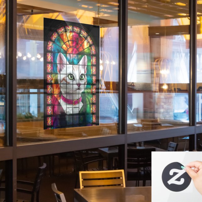 Beleuchtete Dankbarkeit: Ein festes Glasfenster Fensteraufkleber (Restaurantfenster)