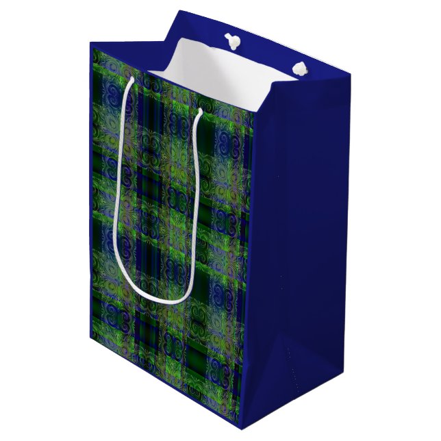 Beleuchtung Blau/Grün Mittlere Geschenktüte (Vorderseite Schrägansicht)