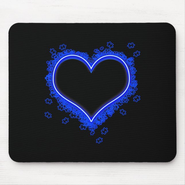 Beleuchtung blauer Autismus Herz Puzzle Stücke Aut Mousepad (Vorne)