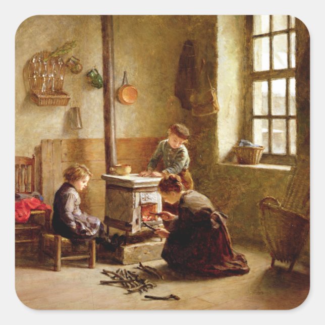 Beleuchtung des Stove, 1886 (Öl auf Tafel) Quadratischer Aufkleber (Vorderseite)