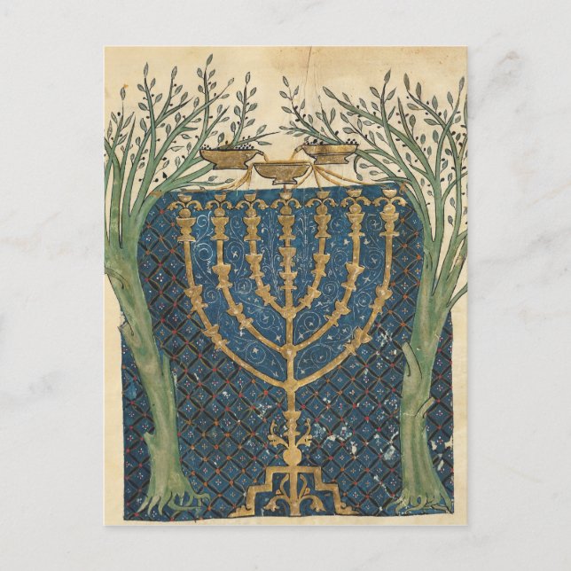 Beleuchtung einer Menorah, aus Postkarte (Vorderseite)