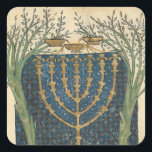 Beleuchtung einer Menorah, aus Quadratischer Aufkleber<br><div class="desc">Illumination of a menorah,  from the jwish Cervera Bible,  1299 | von Joseph Asarfati | Art Location: Instituto da Biblioteca Nacional,  Lissabon,  Portugal | Französische Künstler | Image Collection number: XIR161985</div>