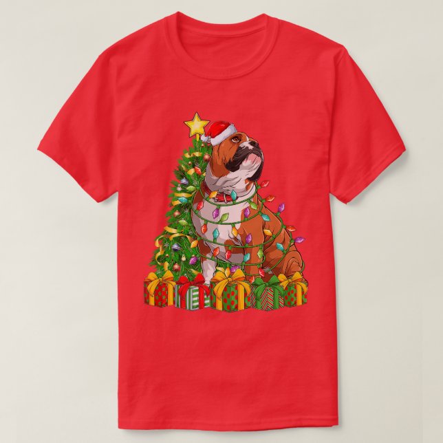 Beleuchtung Weihnachtsbaum Matching Santa English  T-Shirt (Design vorne)