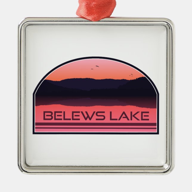 Belews Lake North Carolina Red Sunrise Ornament Aus Metall (Vorne)