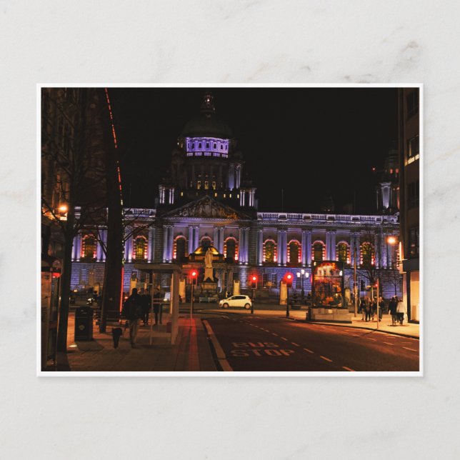 Belfast City Hall in der Nacht Postkarte (Vorderseite)