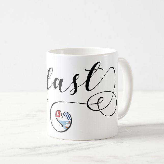 Belfast Flag im Herzen Kaffeetasse (VorderseiteRechts)