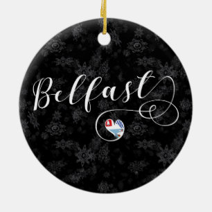 Belfast Flag im Herzen Keramik Ornament