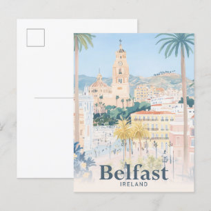 Belfast Ireland Watercolor Travel Illustration Postkarte