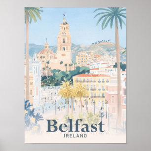 Belfast Irland Aquarell Reiseillustration Poster