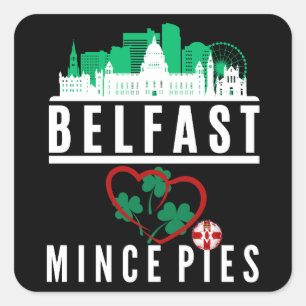 Belfast Lieben Mince Pies Cityscape Quadratischer Aufkleber