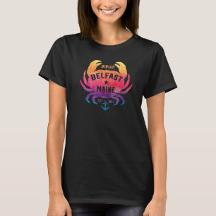 Belfast Maine Souvenir Dirigo Krabbe Süß Regenboge T-Shirt