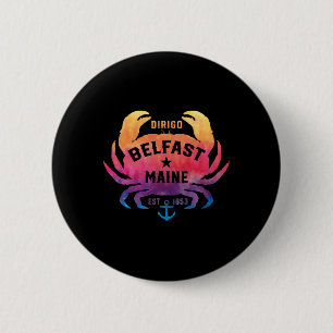Belfast Maine Souvenir Dirigo Krabbe Süßer Regenbo Button