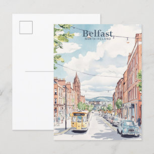 Belfast Nordirland Gouache-Illustration Reise Postkarte