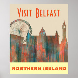 BELFAST, NORDIRLAND SKYLINE POSTER