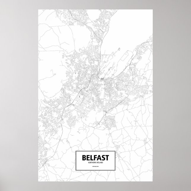 Belfast, Northern Ireland (black on white) Poster (Vorne)