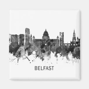 Belfast Northern Ireland Skyline BW Magnet