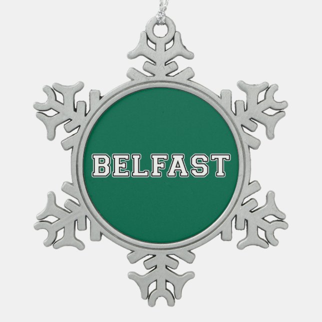 Belfast Schneeflocken Zinn-Ornament (Vorderseite)