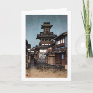 Belfry in Tokama, Hasui Kawase, Woodcut Karte