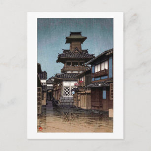 Belfry in Tokama, Hasui Kawase, Woodcut Postkarte