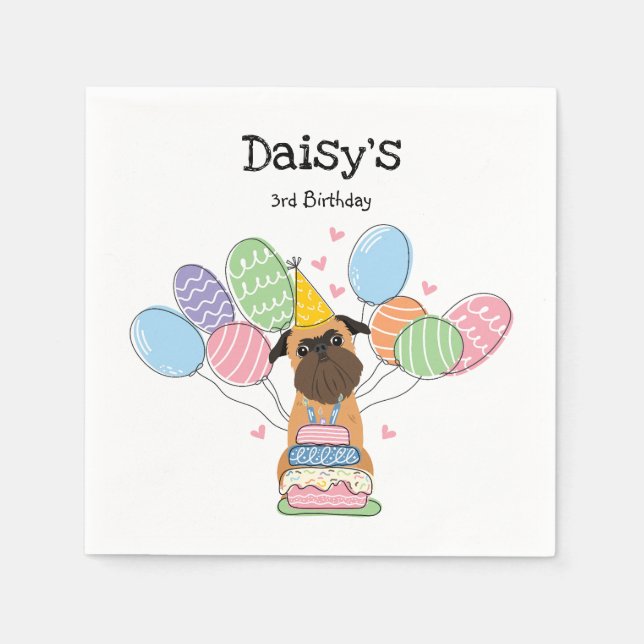 Belge Brussels Griffon Birthday Paper Serviette (Vorderseite)