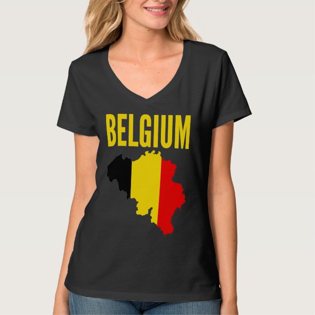 Belgian  Belgium Country Map Flag T-Shirt (Vorderseite)