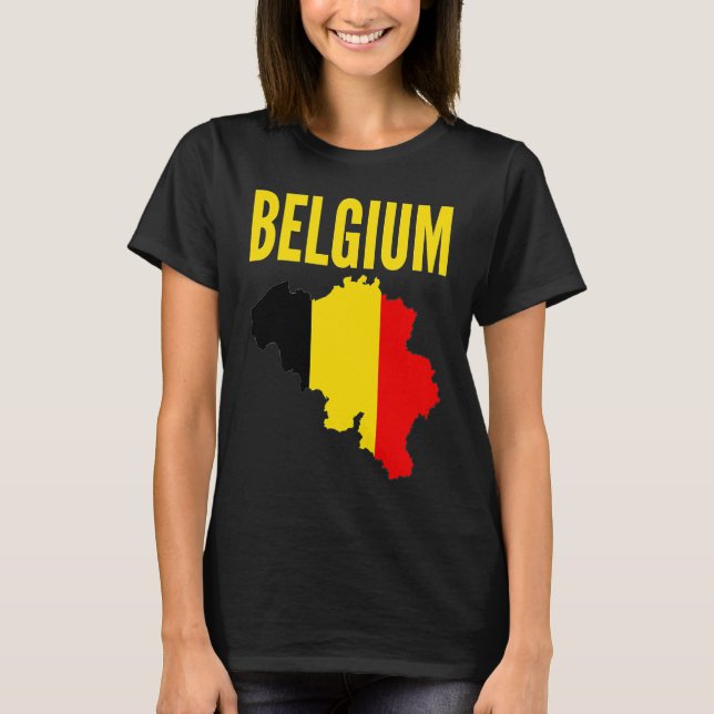 Belgian  Belgium Country Map Flag T-Shirt (Vorderseite)