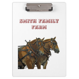 Belgian Draft Horse Team Clipboard Klemmbrett