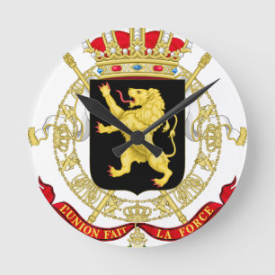 Belgian Emblem - Coat of Arms of Belgium Runde Wanduhr