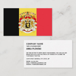 Belgian Flag & Coat of Arms, Flag of Belgium Visitenkarte