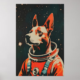 Belgian Malinois Astronaut Poster, Belgian Poster
