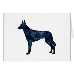 Belgian Malinois Black Watercolor Silhouette Card
