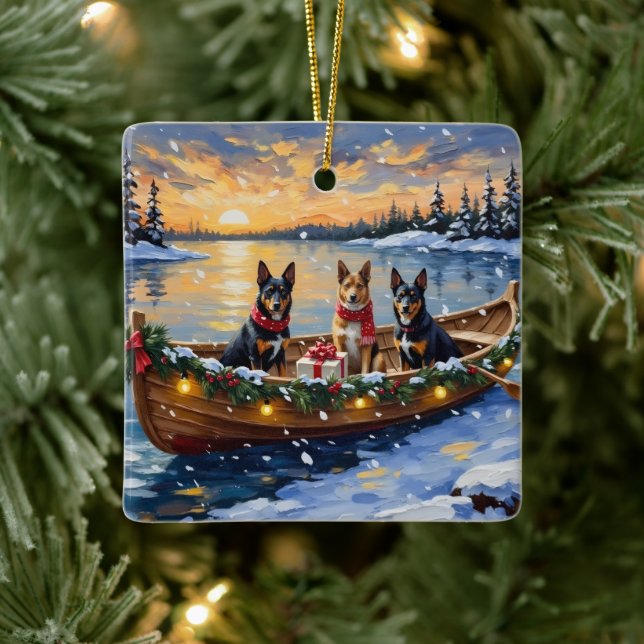 Belgian Malinois Christmas Boat Holiday Keramikornament (Baum)
