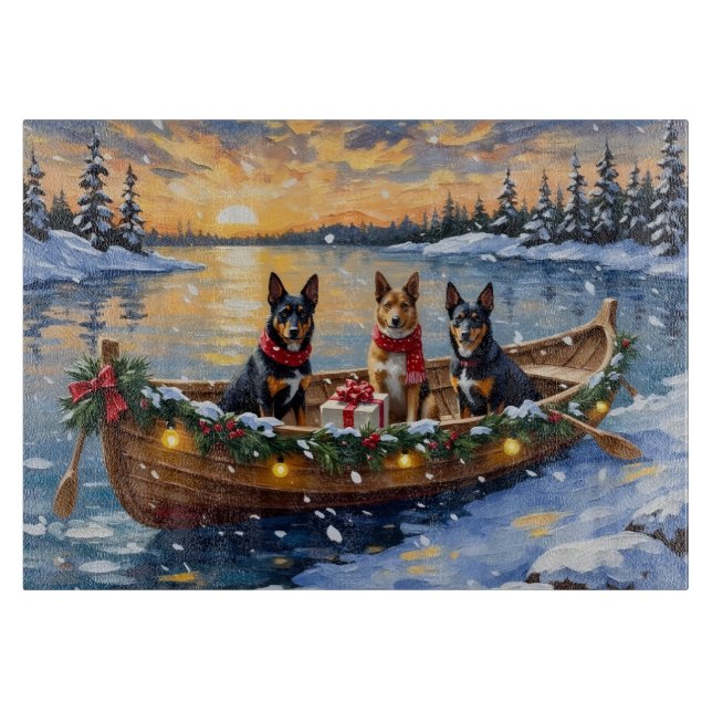 Belgian Malinois Christmas Boat Holiday Schneidebrett (Vorderseite)