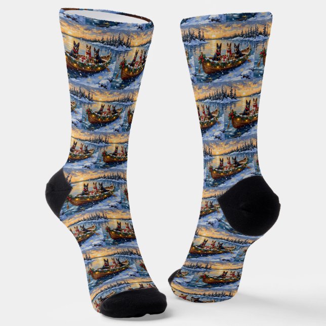 Belgian Malinois Christmas Boat Holiday Socken (Gewinkelt)