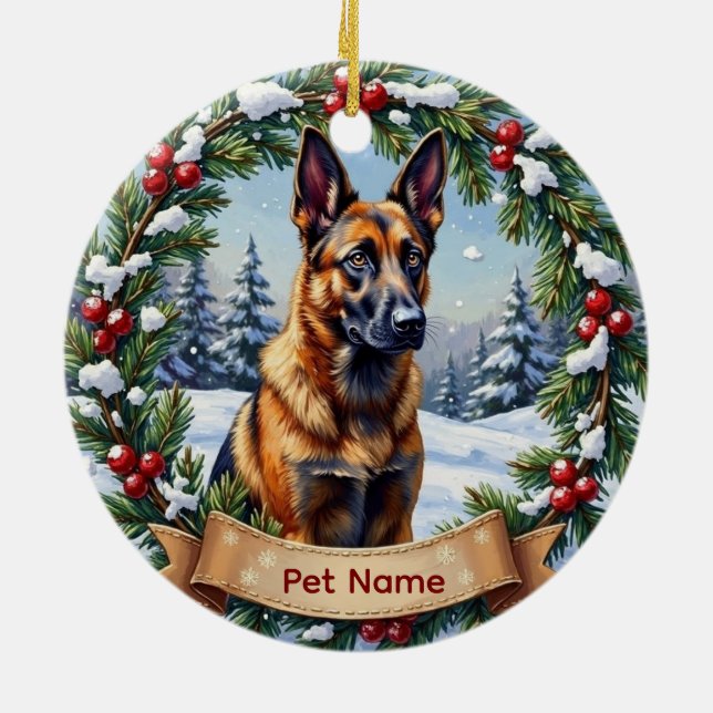 Belgian Malinois Christmas Keramik Ornament (Hinten)