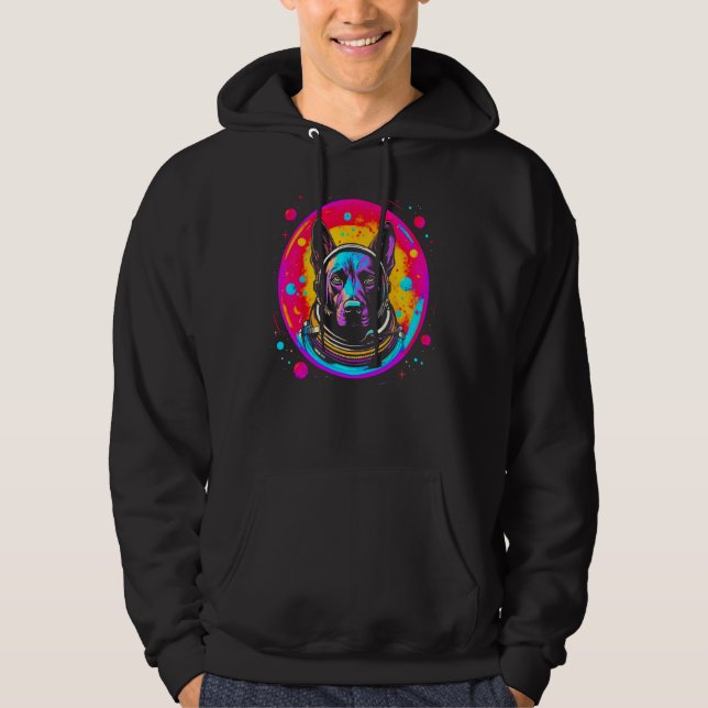 Belgian Malinois Dog Astronaut Hoodie (Vorderseite)
