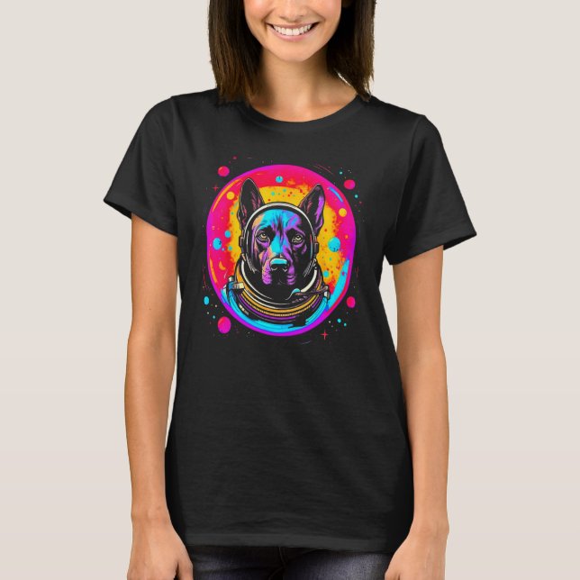 Belgian Malinois Dog Astronaut T-Shirt (Vorderseite)