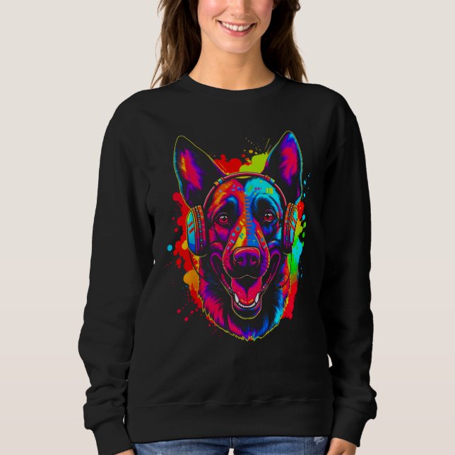 Belgian Malinois Dog DJ Festival Sweatshirt (Vorderseite)