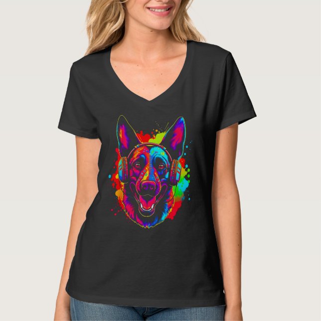 Belgian Malinois Dog DJ Festival T-Shirt (Vorderseite)