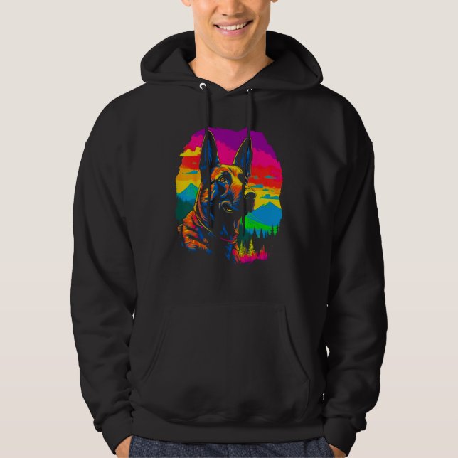 Belgian Malinois Dog Forest Hoodie (Vorderseite)