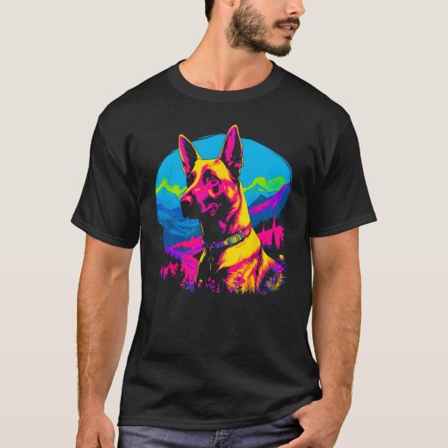 Belgian Malinois Dog Pop Art T-Shirt (Vorderseite)