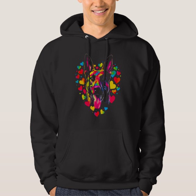 Belgian Malinois Dog Red Heart Hoodie (Vorderseite)