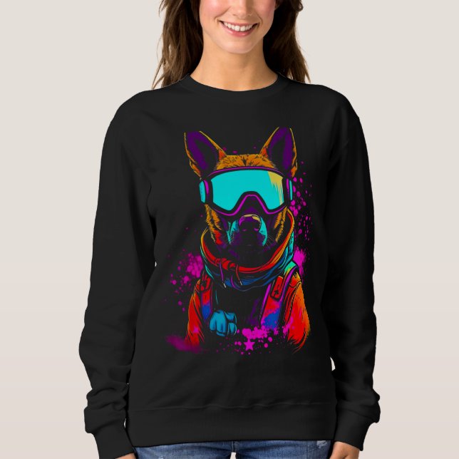 Belgian Malinois Dog Winter Snowboard Sweatshirt (Vorderseite)