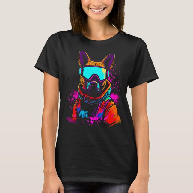 Belgian Malinois Dog Winter Snowboard T-Shirt (Vorderseite)