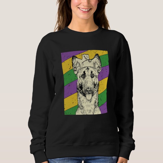 Belgian Malinois Jester Mardi Gras Dog Mom or Dad Sweatshirt (Vorderseite)